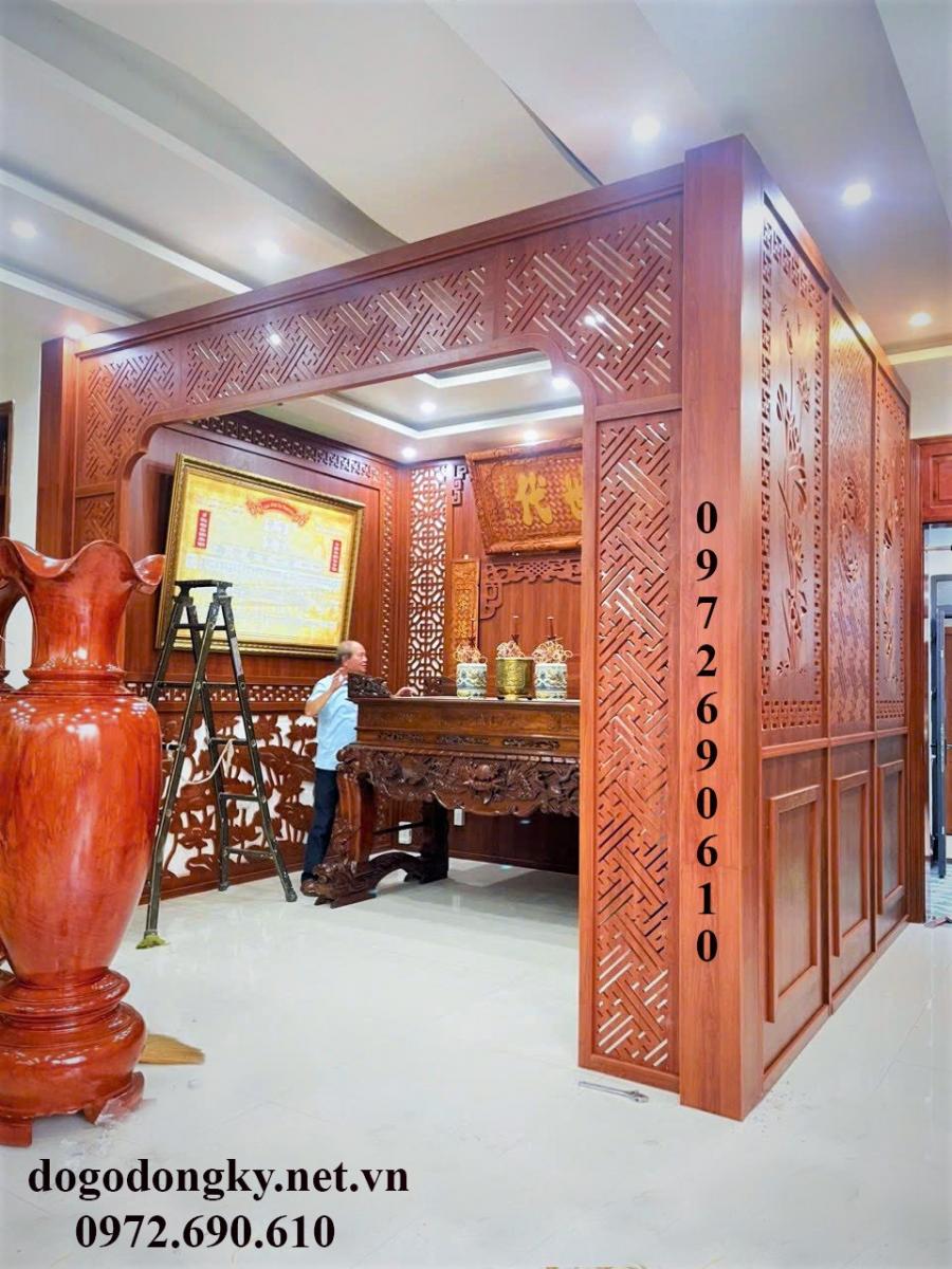 Vách gỗ trang trí phòng thờ